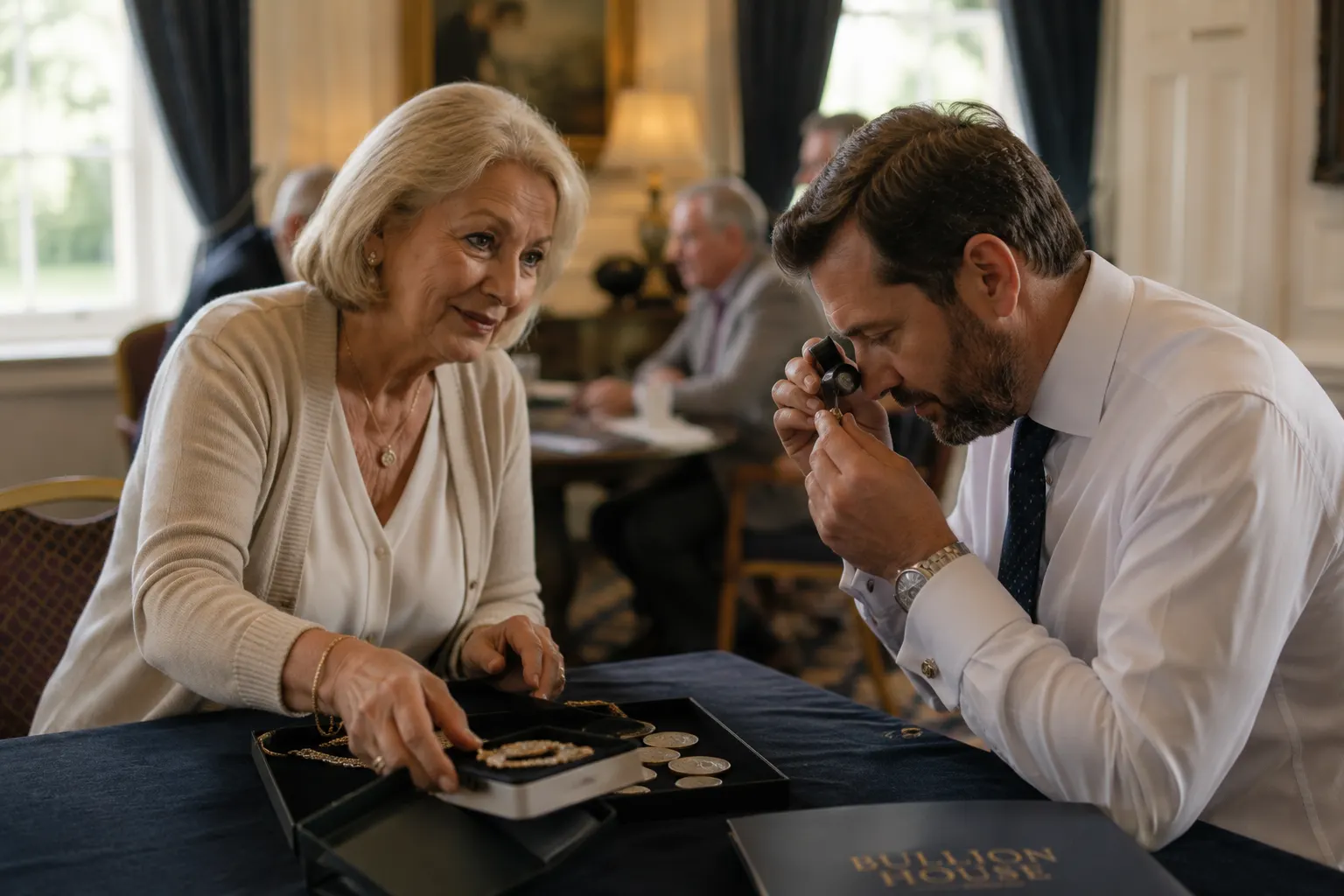 A Bullion House gold and precious metals consultant in a London office