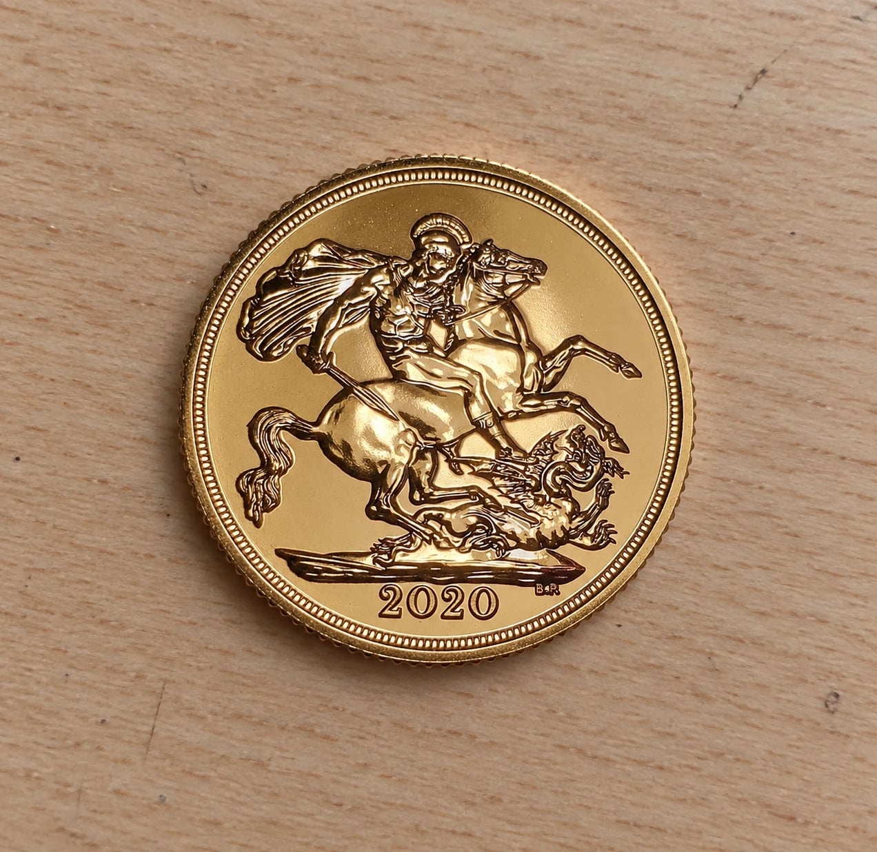 The St George and the dragon reverse of a 2020 Full Sovereign coin