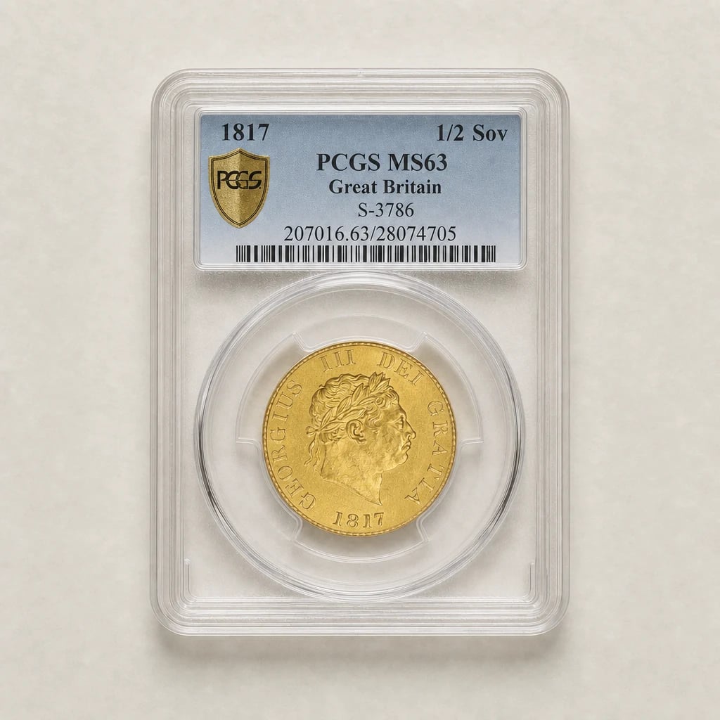 1817 Gold Half Sovereign PCGS MS63 — PCGS · MS63